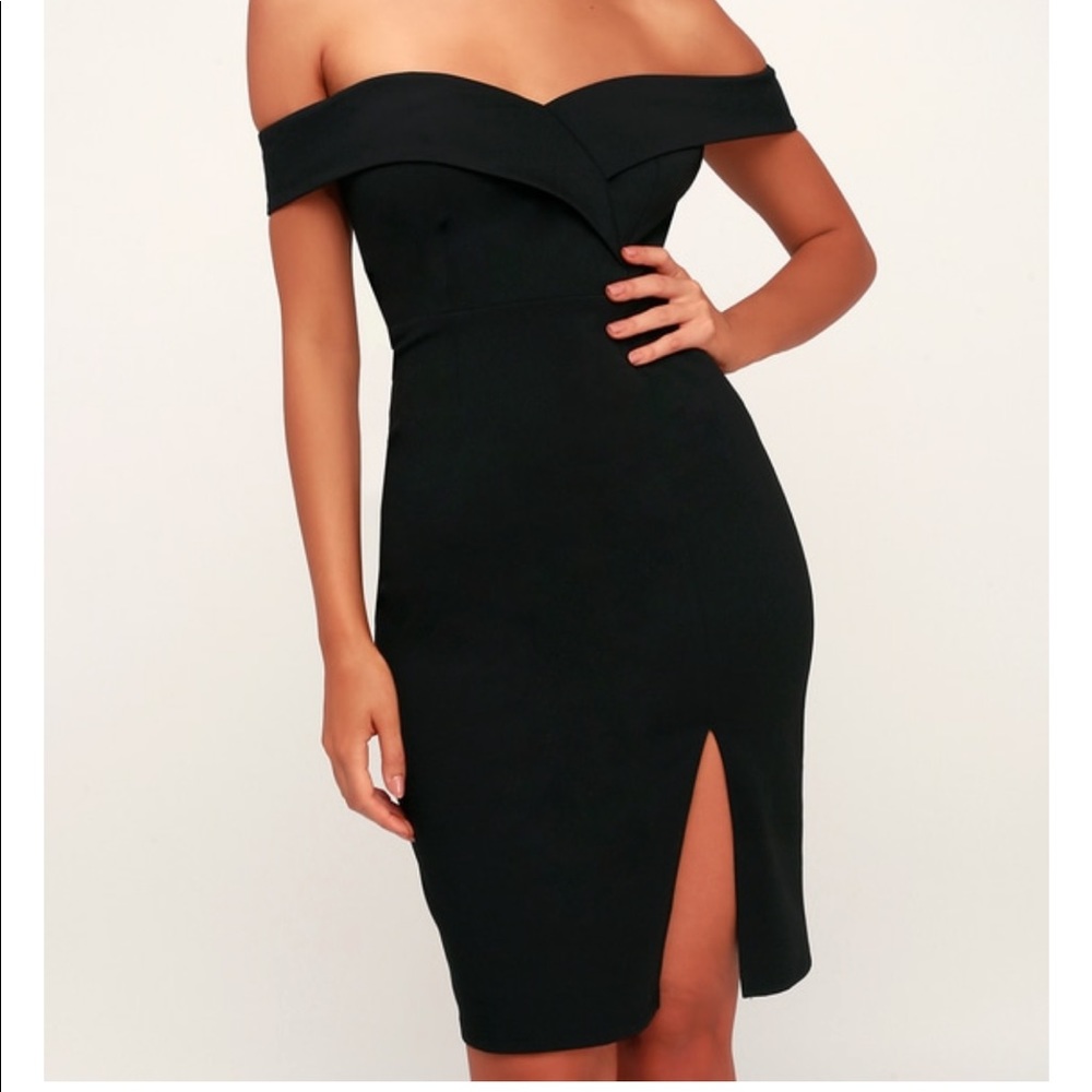 Lulus Off the Shoulder Black Dress
